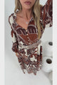 Prisca Maxi Dress - V Neck A Line Long Sleeve Dress with Pockets Samara Print