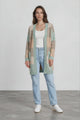 Mabel Cardigan - Open Front Colour Block Stripe Knit with Pockets in Green