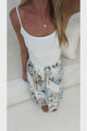 Canela Maxi Skirt - High Waisted A Line Skirt with Lace Trim Detailing in Thira Print