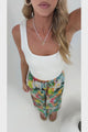 Rune Pants - High Waisted Wide Leg Pants with Elasticated Waistband and Pockets in Moanella Print