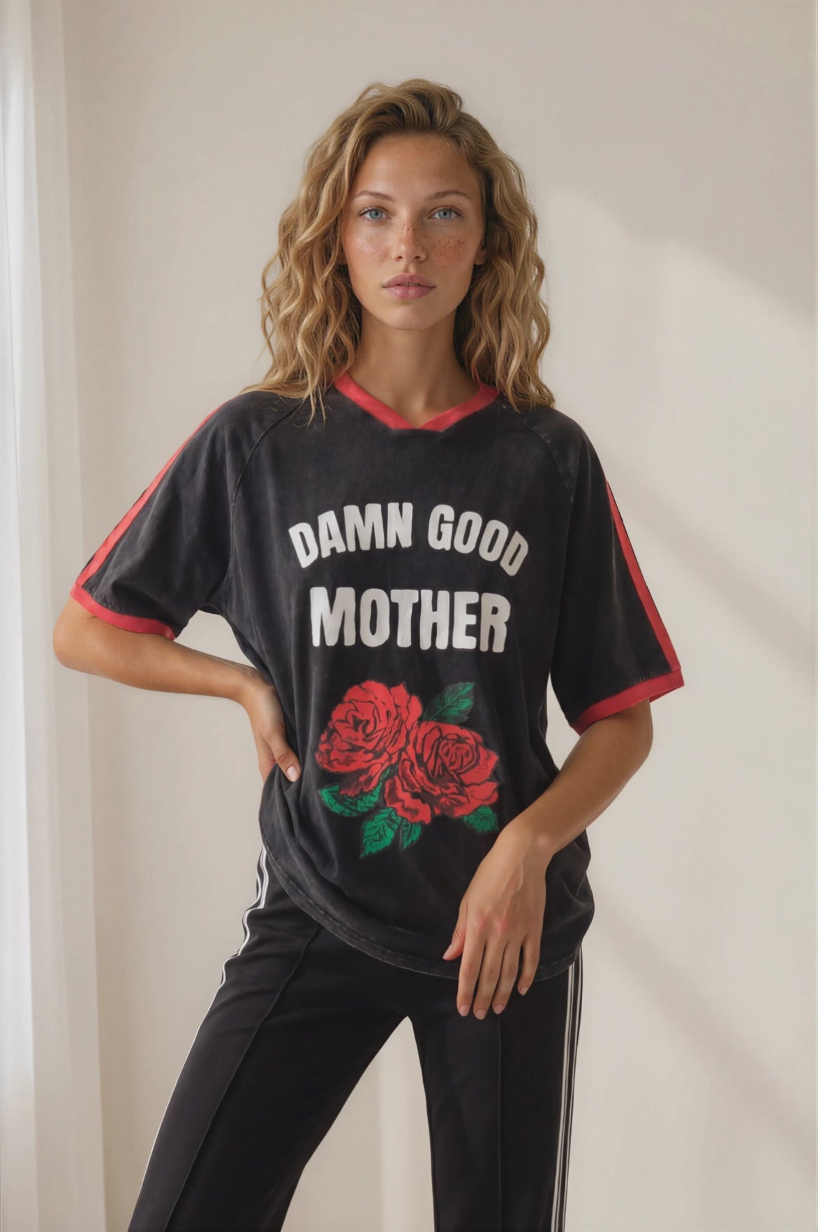 Good Mother Tee - Graphic Print Short Sleeve T-Shirt in Black