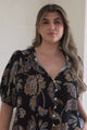 Neo Blouse - High Frill Collar Button Down Shirt in Enchanted Ink Print