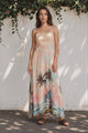 Gretal Maxi Dress - Sqaure Neck A-Line Dress with Adjustable Spaghetti Straps in Darya Print
