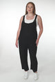 Tulum Jumpsuit - Linen Blend Overalls Pockets in Black