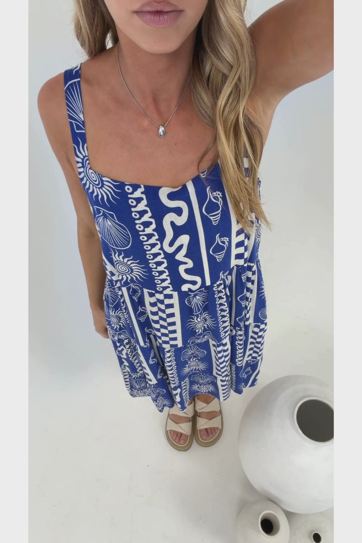 Riviera Mini Dress  - Sun Mini Dress with Pockets in Capri Bloom Print