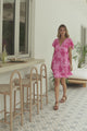 Simone Mini Dress - V Neck Tiered Dress with Flutter Sleeves in Colter Print Pink