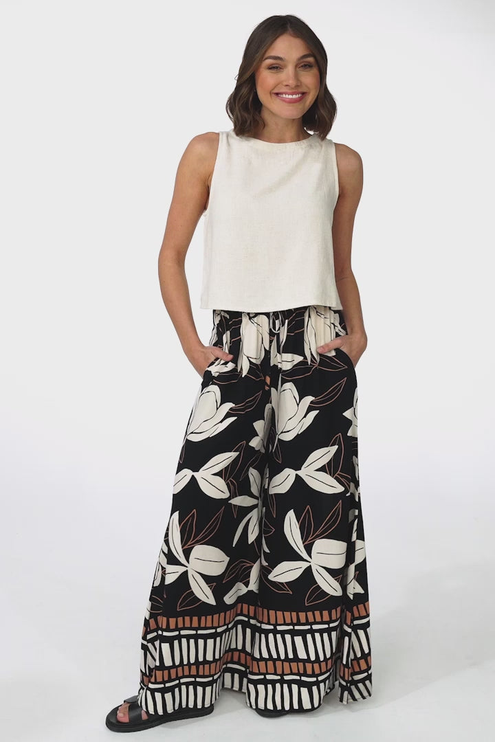 Miranda Pants - High Waisted Wide Leg Pants in Ravenna Print