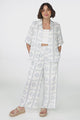 Rayane Collared Shirt and Pants Set - Astra Print in White