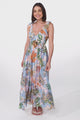 Greta Maxi Dress - Frill Strap V-Neck A-Line Dress in Sula Print