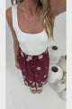 Rueben Pants - High Waisted Lined Wide Leg Pants with Pockets in Solenne Print Burgundy