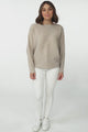 Havanah Knit Top - Boat Neckline Ribbed Top in Beige