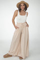 Charli Pants - Paper Bag High Waisted Wide Leg Pants in Sand