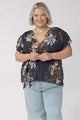 Koi Top - Cap Sleeve Pull Over Top with Matching Waist Tie in Indigo Print