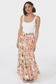 Baroa Maxi Skirt/Midi Dress - Shirred Waistband Tiered Skirt or Dress in Graphic Print