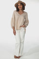 Elza Blouse - Mandarin Collar High Low Pull Over Blouse in Cream