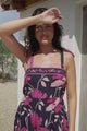 Berta Maxi Dress - Square Neckline Tie Strap Tiered Sun Dress in Ambi Print