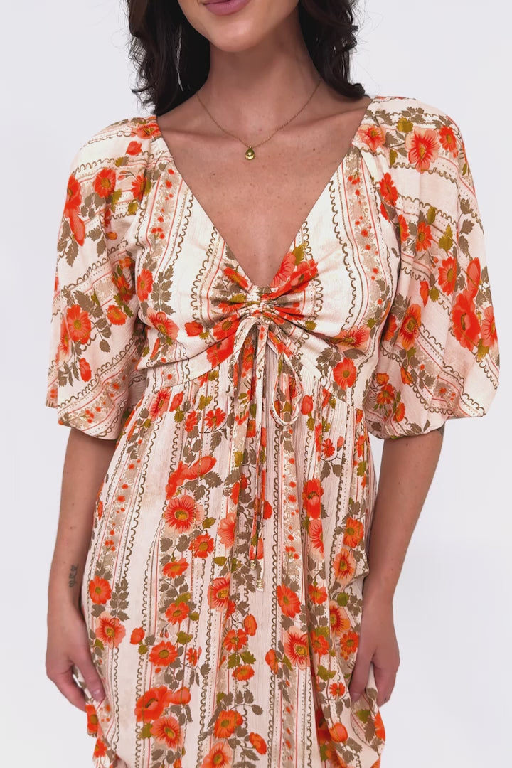 Yanna Mini Dress - On or Off Shoulder A Line Dress with Elasticated Back in Vondrosa Print