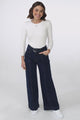 Hutton Jeans - High Waisted Flare Leg Jeans with Matching Belt in Indigo