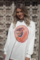 La Sirena Set - Graphic Long Sleeve Top and Pants with Stripe Accent in Orange