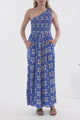Anisa Jumpsuit - One Shoulder Elasticated Bodice Jumpsuit in Talia Print