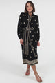 Anita Midi Dress - Button-Down Shirt Dress with Embroidery Detailing in Yara Print Black