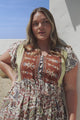 JAASE - Tracey Mini Dress: Cap Sleeve Dress with Waist Tie in Oakie Print