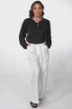 Analia Blouse - Pullover Blouse With Frill Collar And Neck Tie In Black