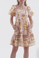 Elea Mini Dress - Multiway Neckline A-Line Dress with Balloon Sleeves in Cersi Print