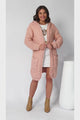 Toolara Cardigan - Thick Cable Knit Hooded Cardigan with Pocket in Pink