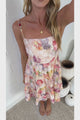 Cosmos Mini Dress - Beaded-Strap Tiered Dress in Celosia Print