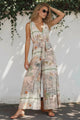 Lira Jumpsuit - V-Neck Wide Leg Pant Jumpsuit with Belt in Tempest Print
