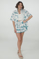 Mirian Button Up Shirt And Shorts Set - Piper Print in Blue