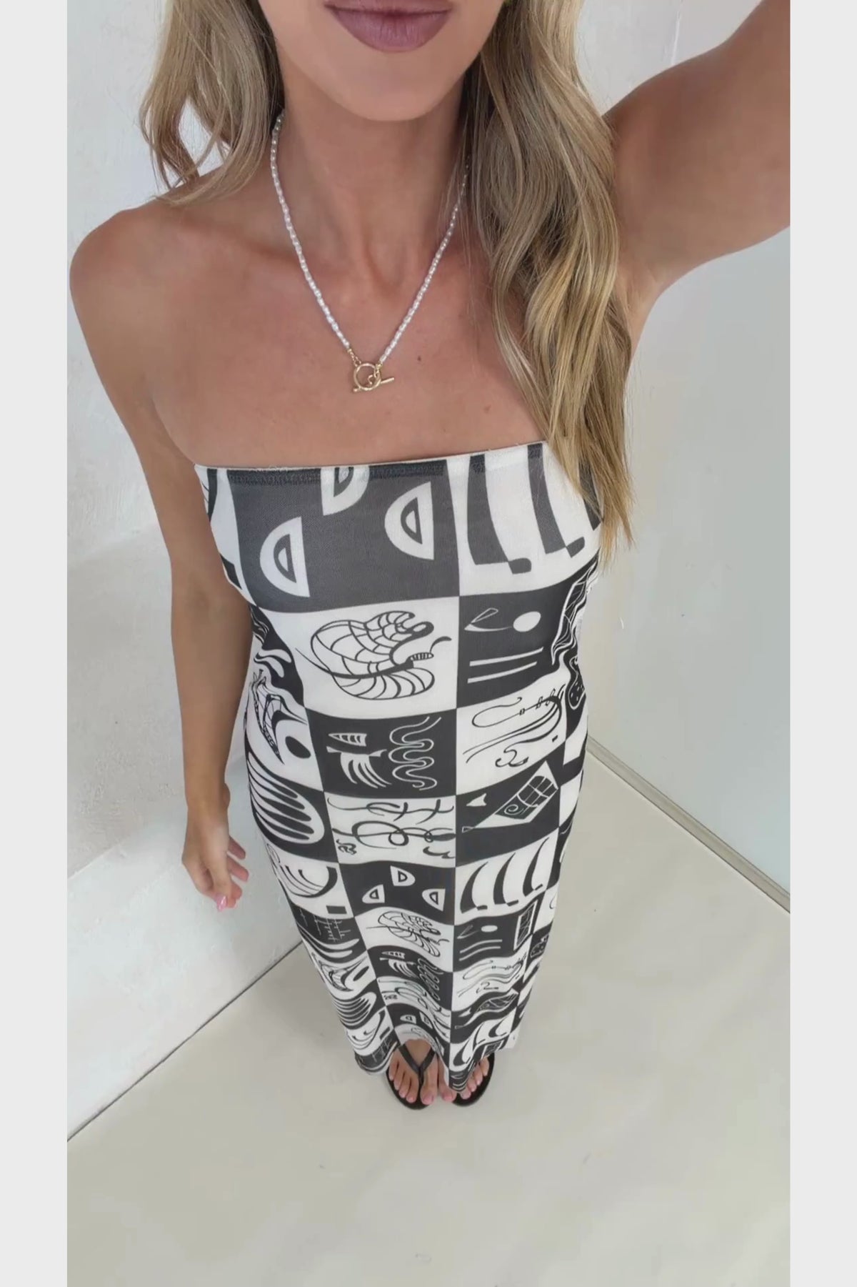 Liberty Maxi Dress - Strapless Mesh Overlay A Line Dress in Lavande Print Black
