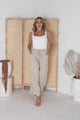 Armon Pants - Paper Bag Waist With Tie Wide Leg Pants In Sand