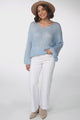 Connie Jumper - Open Knit V Neck Jumper in Blue