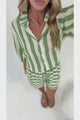 Mirian Button Up Shirt And Shorts Set in Green Stripe
