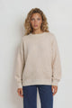 Aura Jumper - Crew Neck Jumper with Contrast Stripe Trim in Cream