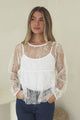 Denni Top - Lace Empire Bustline Pull Over with Matching Singlet Underlay in White