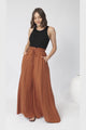 Charli Pants - Paper Bag High Waisted Wide Leg Pants in Rust