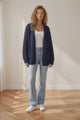 Ricki Cardigan - Open Front Chunky Knit Cardigan in Navy