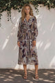 Lavinia Maxi Dress  - Mandarin Collar with Long Balloon Sleeves in Woodstock Print