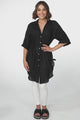 Rylee Tunic - Long Line Button Down Tunic in Black