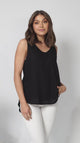 Neide Top - High Low Scoop Hem Sleeveless Top in Black