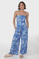 Mylee Set - Bandeaux Crop & High-Waisted Pants in Havanna Print Blue