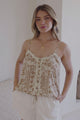 Bambini Top - Adjustable Strap Button Down Cami with Tie at Waist in Wilder Print