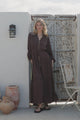 Alyce Maxi Dress - Mandarin Collar Button Down with Detachable Waist Tie in Chocolate