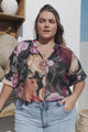 Cecilia Top - Mandarin Collar Button-Down with Half Balloon Sleeves in Annalisa Print