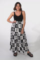 Billy Maxi Skirt - Tiered Crochet Insert Skirt in Tiller Print Black