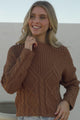 Maxton Jumper - Crew Neck Cable Knit Jumper in Coffee