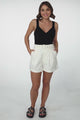 Dapper Shorts - Linen Blend Hight Waist Tailored Shorts in White